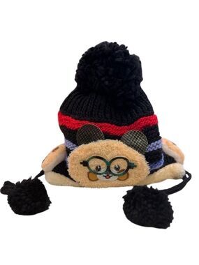 Children's Knit Toboggan Hat with Pom and Character